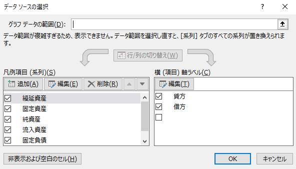 貸借対照表グラフをエクセル100 積み上げ棒線で作る 新潟の税理士がお送りするブログ あおば会計